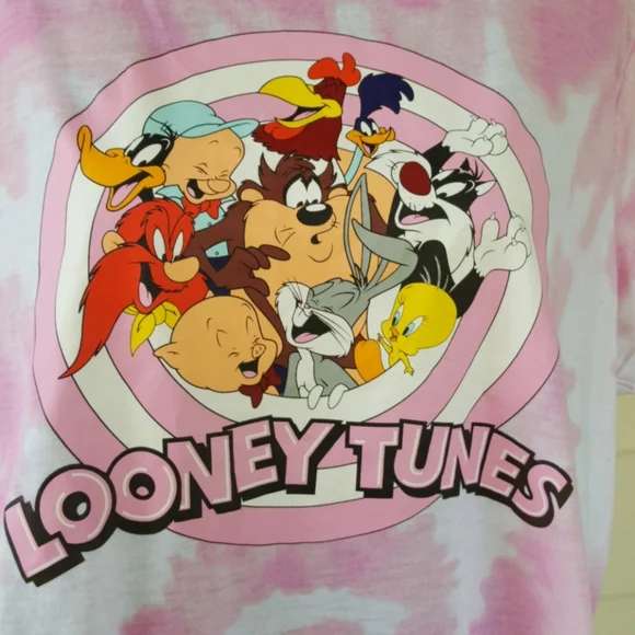 Looney Tunes Characters Bubblegum Pink T-shirt Tie-Dye Cartoon Tee (2X) - Picture 9 of 13